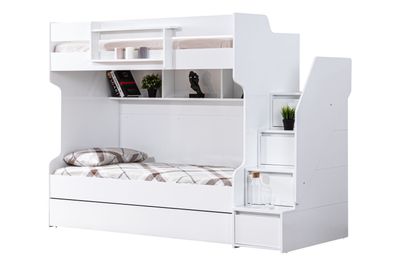 Odacix Etagenbett Cesur mit Schubladen Weiß 90x190 cm