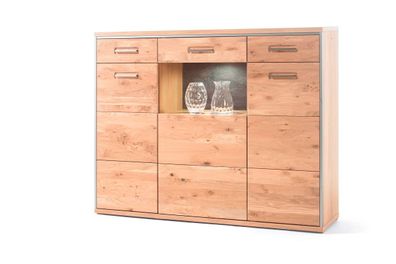 Highboard Meja 3-türig in Ast-Eiche Bianco massiv