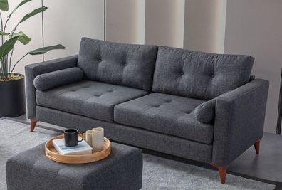 Eymense 3-Sitzer Sofa Kraft Leinenstoff Modern Anthrazit