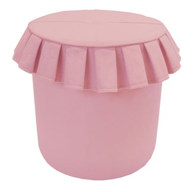 Almila Hocker Pouf rund in Rosa Bianca