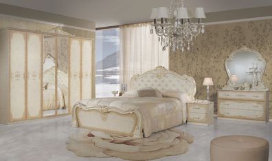 Schlafzimmer Set Tuja in Beige/Gold in zwei Größen