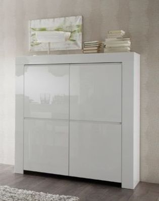 Highboard Amalfi Hochglanz weiß 4-türig