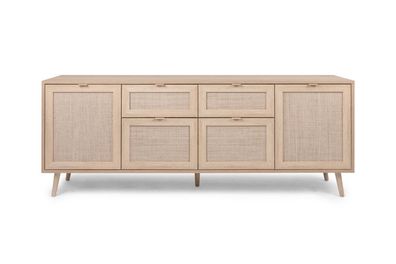 Finori Sideboard Groß Bali Sonoma Eiche Rafia Geflecht