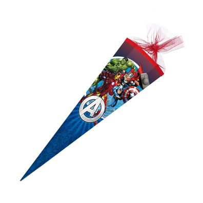 Schultüte Avengers Iron Man Thor Hulk 6-eckig 85cm Zuckertüte mit Borte und Tüll