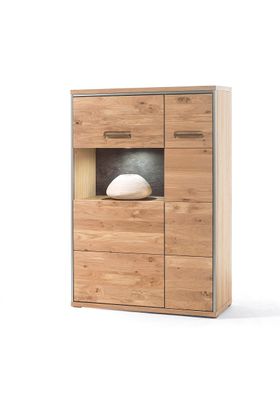 Highboard Meja 2-türig in Ast-Eiche Bianco massiv