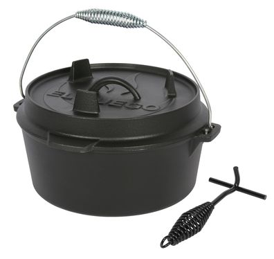 El Fuego Dutch Oven 3,5 Liter Deckel 1 L mit Deckelheber AY4611 Kasan Gusseisen