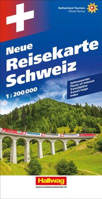 Schweiz Neue Reisekarte Strassenkarte 1:200 000,