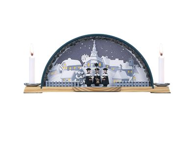 Schwibbogen mit Erzbogen und elektr. Hintergrundbeleuchtung BxH 33x14cm NEU Lich