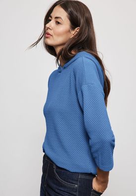 Street One Strukturshirt mit Kapuze in Marina Blue