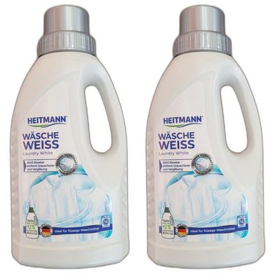 10,94EUR/1l 2 x Heitmann Wäsche-weiss flüssig 500ml Flasche