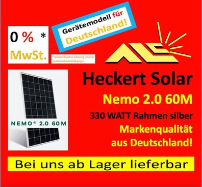 Heckert NeMo 2.0 60M Solarmodul - 330W Rahmenfarbe silber, Rechnung mit 0% MwSt