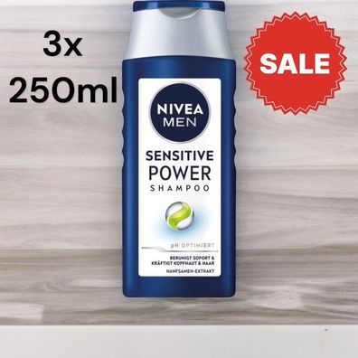 Nivea Men Sensitive Power Shampoo Hanf Samen 3x 250ml (€ 22,52 / L) SALE