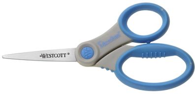 Westcott E-30760 00 Schere Microban® Softgrip, rostfrei, asymmetrisch, grau/blau,