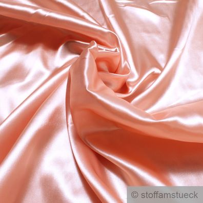 Stoff Polyester Satin apricot leicht blickdicht glänzend glatt pastell lachs