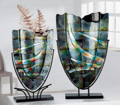 Gilde GlasArt Dekovase "Varosia" Glas grau 39329