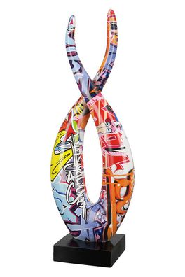 Gilde Skulptur Flame "Street Art" bunt auf schwarzer Base, Graffiti-Design H: 36
