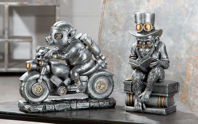 Gilde Poly Skulptur " Steampunk reading ape " VE 2 37224