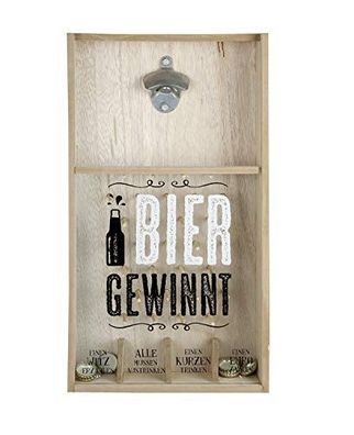 Gilde Spiel "Bier gewinnt" Wand-Flaschenöffner und Kronkorkensammler mit bedruckte