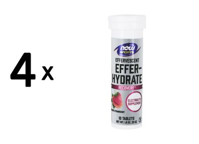 4 x Now Foods Effer-Hydrate (10 serv) Orange Strawberry