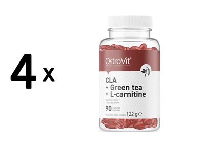 4 x OstroVit CLA + Green Tea + L-Carnitine (90 Caps) Unflavoured