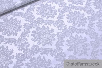 Stoff Baumwolle Polyester Jacquard silber Ornament Ton in Ton 280 cm breit