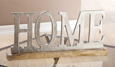 Gilde Schriftzug "Home" auf Holzbase silber, Mangoholz Länge 5,0 cm Breite 48,0