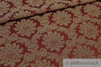 Stoff Baumwolle Polyester Jacquard bordeaux Ornament gold 280 cm breit