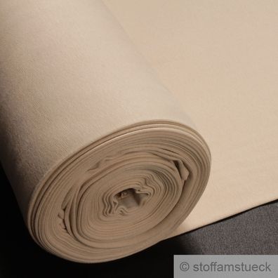 0,5 Meter Stoff Baumwolle Elastan Bündchen creme 45 cm breit beige hellbeige