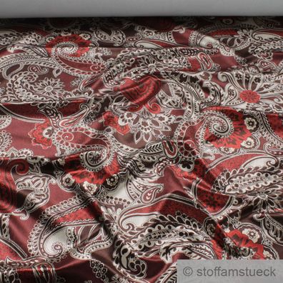 Stoff Viskose Samt Paisley bordeaux braun Polstersamt Polsterstoff