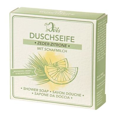 Duschseife Zeder-Zitrone, Ovis Schafmilchseife, 100% Bio, für ein wohltuend frisches