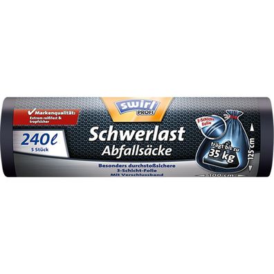 Swirl Profi-Schwerlast-Abfallsäcke 240 Liter, (5/Rolle)