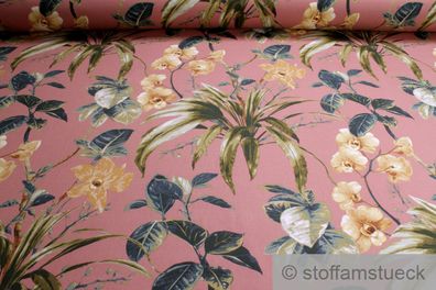 Stoff Baumwolle Satin lachs Orchidee Baumwollsatin Baumwollstoff