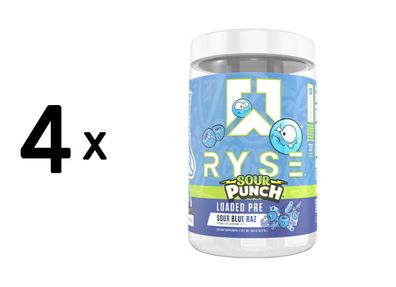 4 x RYSE Loaded Pre (30 Serv) Sour Punch® Blue Razz