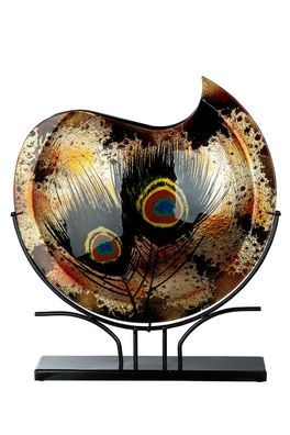 Gilde Glasart Deko runde Vase Peacock 39941