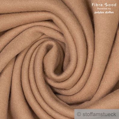 Stoff Polyester Viskose Elastan Interlock Jersey toasted almond Mohair Haptik