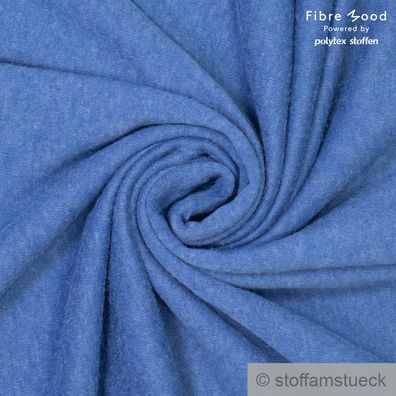 Stoff Polyester Viskose Elastan Interlock Jersey jeansblau Mohair Haptik