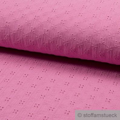 Stoff Baumwolle Musselin pink Lockstickerei Blümchen Double Gauze Gaze