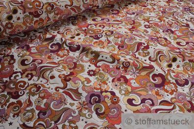 Stoff Polyester Baumwolle Gobelin ecru Frauenkopf pink blickdicht Dekostoff