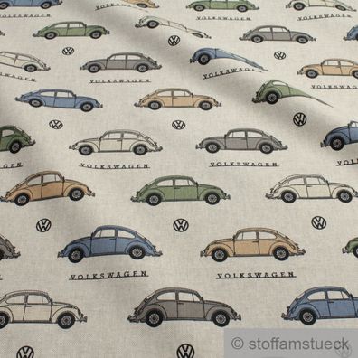 Stoff Baumwolle Polyester Rips natur VW Käfer Leinenoptik Volkswagen Kultauto