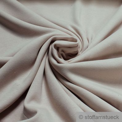 0,5 Meter Stoff Baumwolle Polyester Elastan Alpen Sweat Jersey creme flauschig