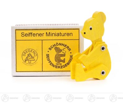 Miniatur Zündholzschachtel Bär gelb H=ca 5 cm NEU Erzgebirge Weihnachtsfigur