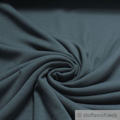 0,5 Meter Stoff Baumwolle Polyester Elastan Alpen Sweat Jersey grau flauschig