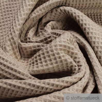 Stoff Baumwolle Waffelpiqué beige Waffelpikee Waffelpique sand