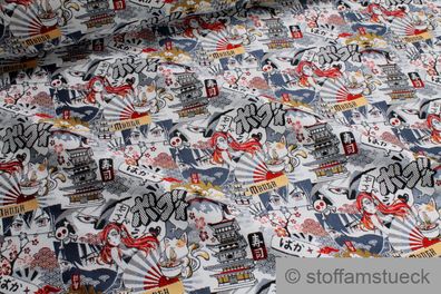 Stoff Polyester Baumwolle Gobelin Anime blickdicht Dekostoff Japan Comic Manga