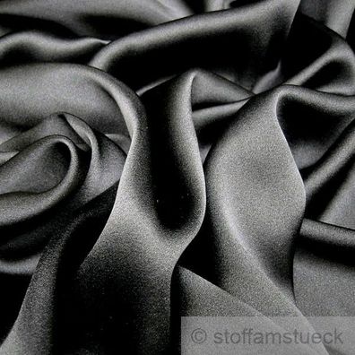 Stoff Seide Elastan Satin schwarz weich fließend Stretch elastisch edel