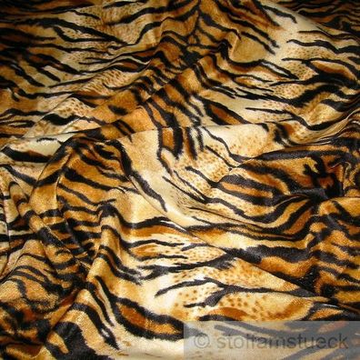 Stoff Polyester Plüsch Tiger Fellimitat Fell Tigerfell