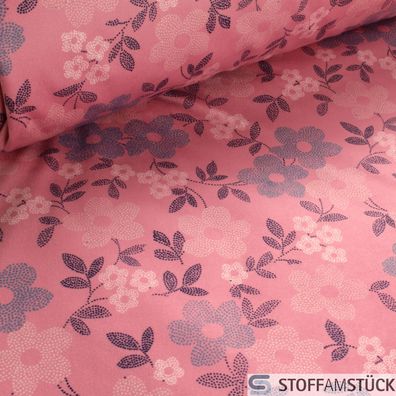 Stoff Polyester Fleece rosa Blume Fellabseite beige weich kuschelig