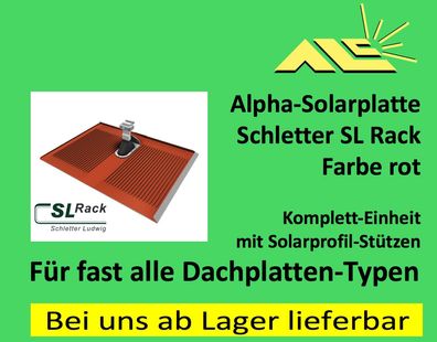 10er Set Alpha Platte SL Rack Solardachplatte mit Dachhaken, Farbe Rot