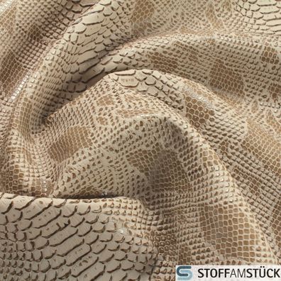 Stoff PVC Kunstleder Krokodil beige leicht glänzend Kroko creme