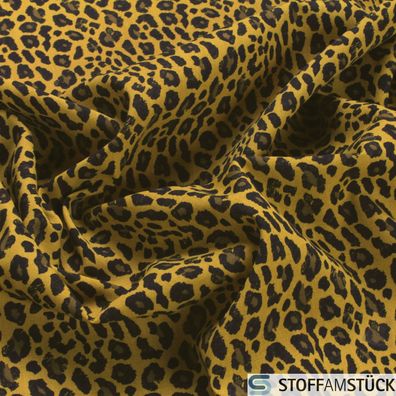 Stoff Viskose Popeline ocker Leopard leicht weich Leo